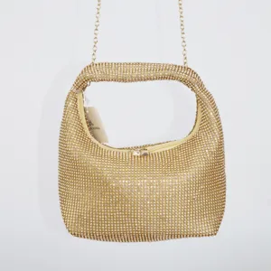 Goldene Strass Abendtasche für Damen elegante Party Hochzeit Schulter Handtasche mit Kette.