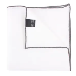 Pochette de costume blanche en lin pour homme mouchoir de poche bord gris 100% lin