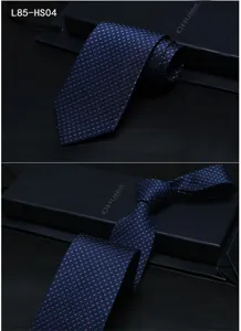 Men's silk jacquard striped tie formal business necktie with gift box detail view