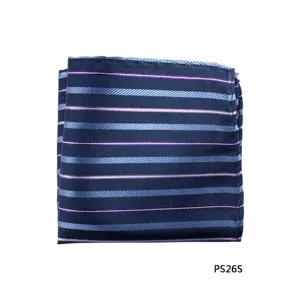 Heren zakdoek voelt als zijde blauw paars gestreept pak accessoire voor feest en bruiloft