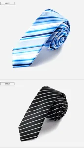 Details of the 6cm narrow striped men's necktie, featuring stylish pattern and neat texture.