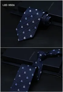 Men's luxury mulberry silk business tie with elegant striped and geometric jacquard design.