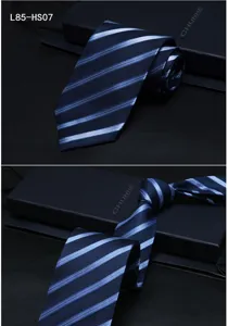 Men's silk striped jacquard tie business formal necktie detail showcase and texture view.