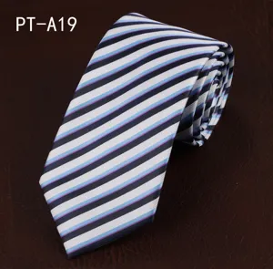 Detailed close-up of a stylish striped men's necktie with multi-color diagonal stripes.