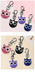 Cute cartoon cat head metal keychain pendant bag charm accessories multi-color 4pcs set
