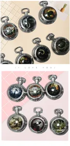 Vintage quartz pocket watch necklace retro motorcycle style silver metal pendant watch