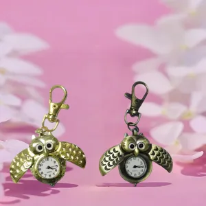 Golden Owl Pocket Watch Portable Spread-Wing Eagle Nurse Watch Keychain Decorative Watch Student Quartz Watch