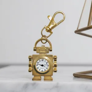 Gold Robot Pocket Watch Keychain Quartz Watch Cute Pendant Kids Gift Fashion Accessories