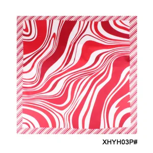 Red and white striped silk square scarf fashionable women decorative neckerchief accessory