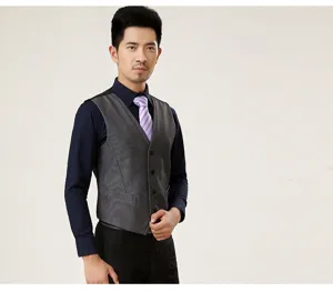 Men's slim fit suit vest business formal waistcoat with striped tie for daily wear.