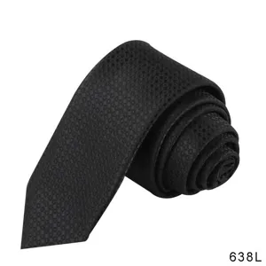 Detailed close-up of a black textured men's formal casual necktie roll isolated on white.