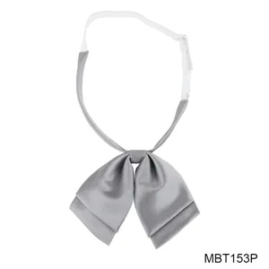 Grijs JK schooluniform vlinderdas detail met effen kleur en een verstelbare band.