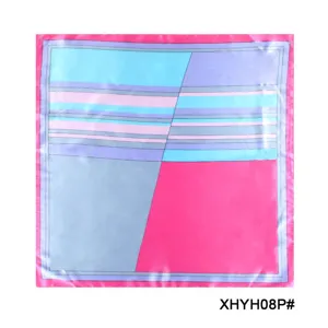 Women geometric print silk square scarf fashionable four season decorative neckerchief