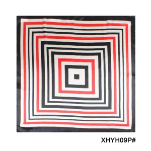 Women fashion silk square scarf black red white geometric striped neckerchief classy