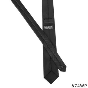 Black men's formal business tie back detail view showcasing premium textured fabric.