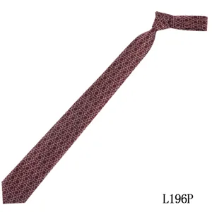 Men's Burgundy Geometric Silk Tie Business Formal Necktie Wedding Groom Neck Wear L196P