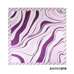 Women fashion printed small square scarf elegant purple pink marble silk neckerchief