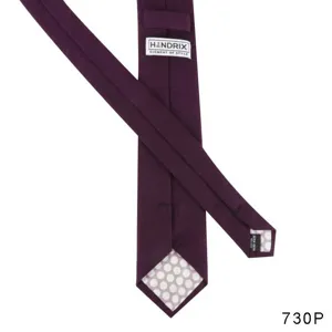 Classic men solid color cotton linen necktie back detail view formal business neckwear