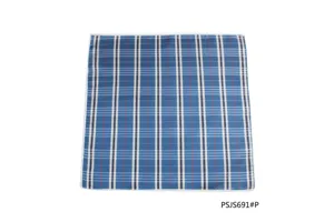Herren blauskariertes Einstecktuch Polyester Seide Taschentuch Anzug Accessoire quadratisch