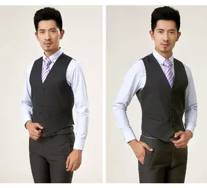 Men Slim Fit Suit Vest Formal Business Casual Waistcoat V-Neck Single Breasted Vest For Men