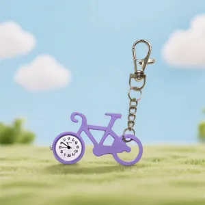 Creatief Fiets Vorm Sleutelhanger Zakhorloge Leuke Kleurrijke Legering Quartz Horloge Draagbare Tas Bedel