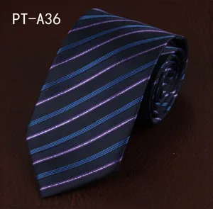 Detailed view of men's classic striped business necktie fabric texture and diagonal stripe design.