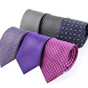 Men's Business Formal Jacquard Necktie Classic Geometric Pattern Polyester Neck Tie For Professional Work Office