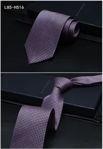 Men's purple mulberry silk jacquard tie, elegant geometric pattern formal business necktie.