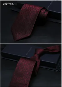 Mens silk tie luxury business formal paisley jacquard necktie burgundy red gift box
