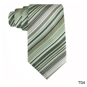 Classic striped men's necktie with elegant diagonal pattern, ideal for business and casual wear.