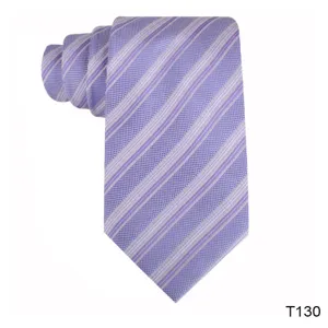 Men's purple striped necktie polyester silk jacquard classic business casual tie for men