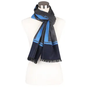 Women winter color block long scarf with classic FF monogram pattern and fringe detail.