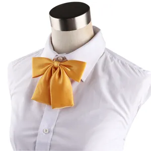 Solid color glossy JK uniform bow tie college style collar accessory for women students