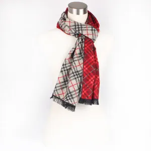 Women classic plaid scarf autumn winter long fringe design elegant fashion accessory daily wear