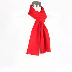 Red solid color fringe scarf for women autumn winter long fashion warm wrap shawl