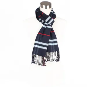 Classic plaid pattern tassel scarf for women warm winter neckwear stylish fashion accessory