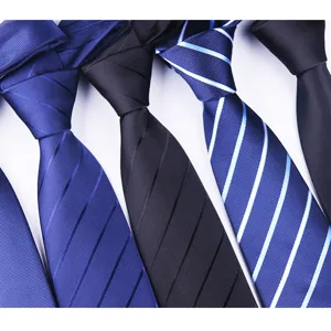 Men's Business Formal Necktie Classic Striped Polyester Zip-up Neck Tie For Wedding Groom Office Suit Fashion Accessories