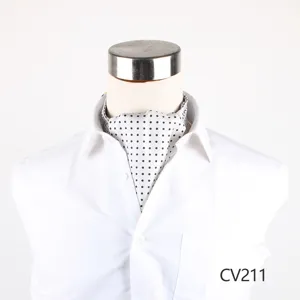 Cravatta in seta da uomo e donna moda d'affari sciarpa ascot a pois foulard in seta.