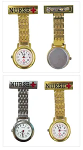Nurse fob watch quartz pocket watch with brooch pin, stylish medical uniform nurse watch.