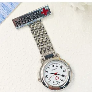 Nurse Pocket Watch Luminous Quartz Brooch Watch Stainless Steel Medical Lapel Watch For Medical Staff Women