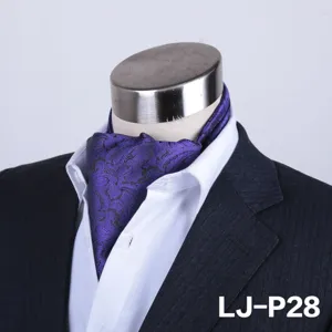 Men's purple paisley ascot tie cravat formal neckwear for suit shirt wedding party