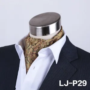 Classic men's paisley ascot cravat neck scarf for formal suit and business wear.