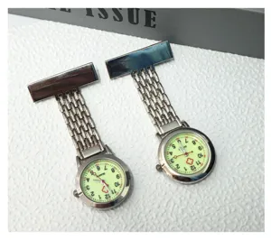Commercio all'ingrosso orologio infermiera catena lega quadrante luminoso quarzo spilla.