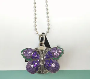Stylish gradient purple butterfly pendant pocket watch nurse fob watch with ball chain