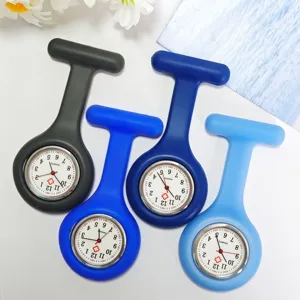 Colorful silicone nurse pocket watch, simple solid color brooch watch for medical.