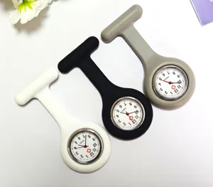 Silicone nurse fob watch detail view, featuring white, black and grey color options.