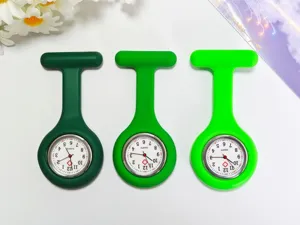 Colorful silicone nurse pocket watch brooch lapel fob watch quartz medical watch sets