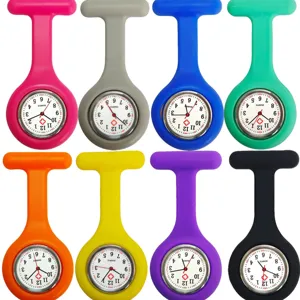 Colorful Silicone Nurse Pocket Watch Quartz Movement Round Dial Pointer Simple Chest Watch For Student Exam