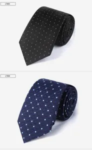 Detailansicht der eleganten Polyester Krawatte mit Punkten für Business und Anzug.