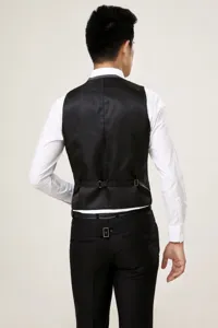 Classic men's slim fit suit vest with adjustable back strap, professional business waistcoat.